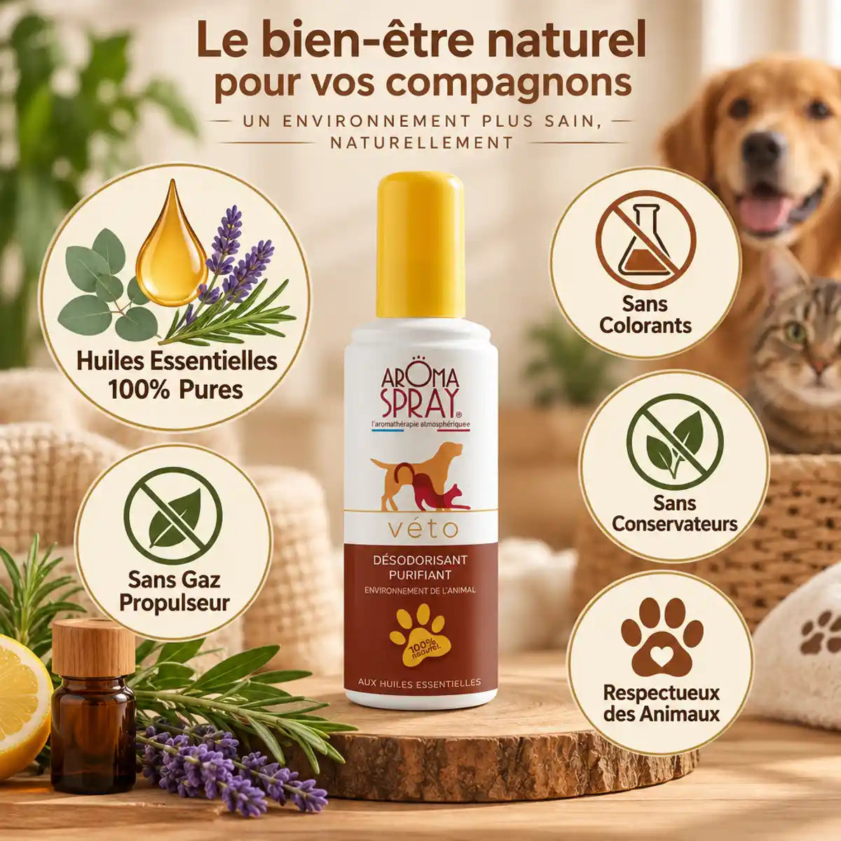 Aromaspray Véto 100ml spray blanc burgundy, huiles essentielles pures, sans gaz ni conservateurs
