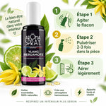 Spray aromathérapie Ylang Bergamotte 100ml avec guide d'utilisation et fleurs décoratives