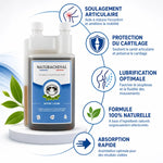 Arthri'Calme 1L flacon avec infographie bénéfices articulations naturacheval