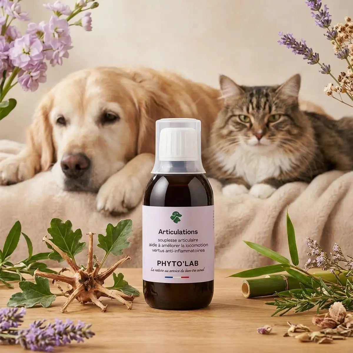 Phyto'Lab Articulations 250ml pour arthrose chien chat avec plantes naturelles et animaux apaisés