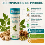 Ashwagandha Bio 120 gélules Ayur-Vana avec ingrédients naturels, anti-stress et vitalité