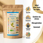 Ashwagandha Bio 150g Ayur-Vana - Poudre adaptée sportifs, étudiants, femmes actives et seniors