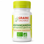 Ashwagandha Bio 60 gélules Graine Sauvage - Flacon blanc certifié AB sur fond blanc