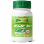 Bouteille Astaxanthine bio 8mg Aosa Véritable 30 gélules végétales avec label vert et certifications AB