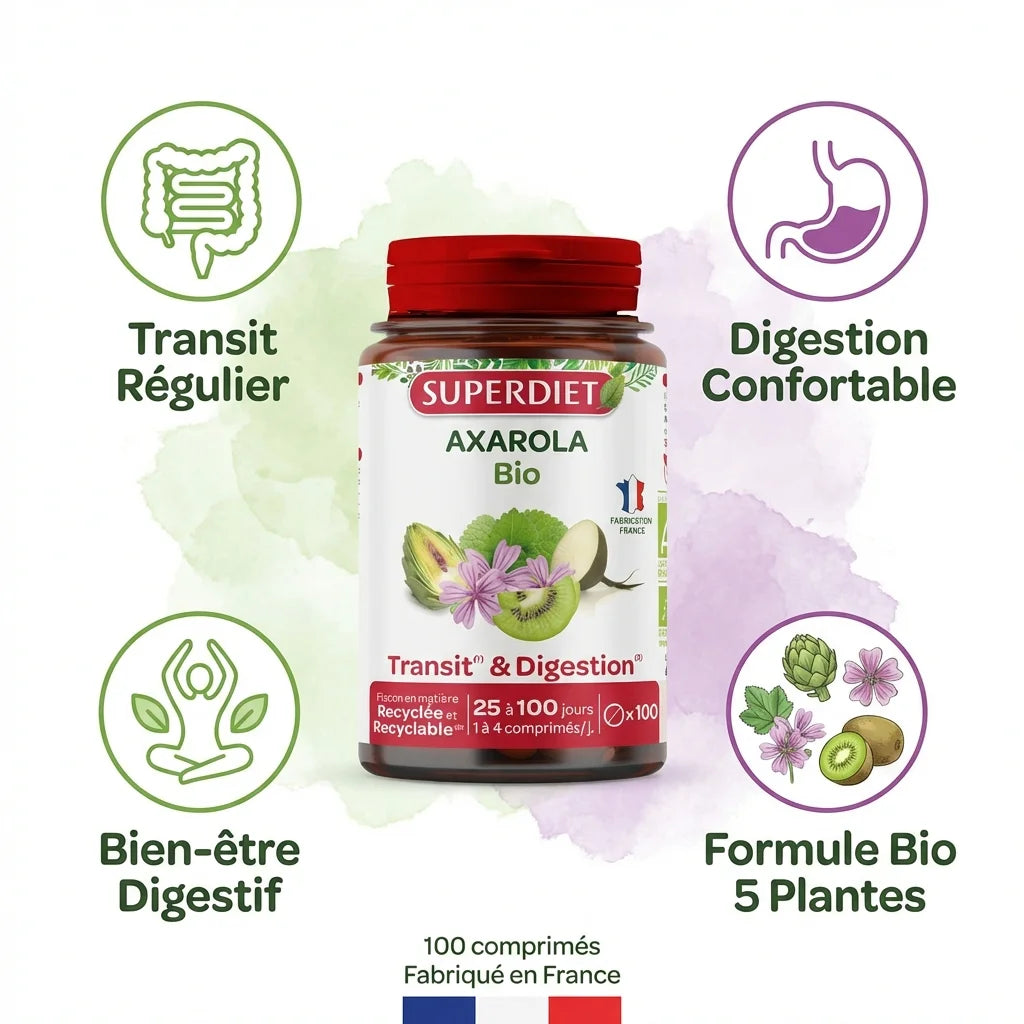 Axarola Bio Mauve 100 comprimés Superdiet - Transit régulier et digestion confortable