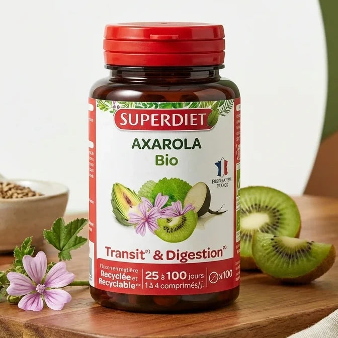 Axarola Bio Mauve 100 comprimés Superdiet avec herbes fraîches et fruits, wellness digestif naturel