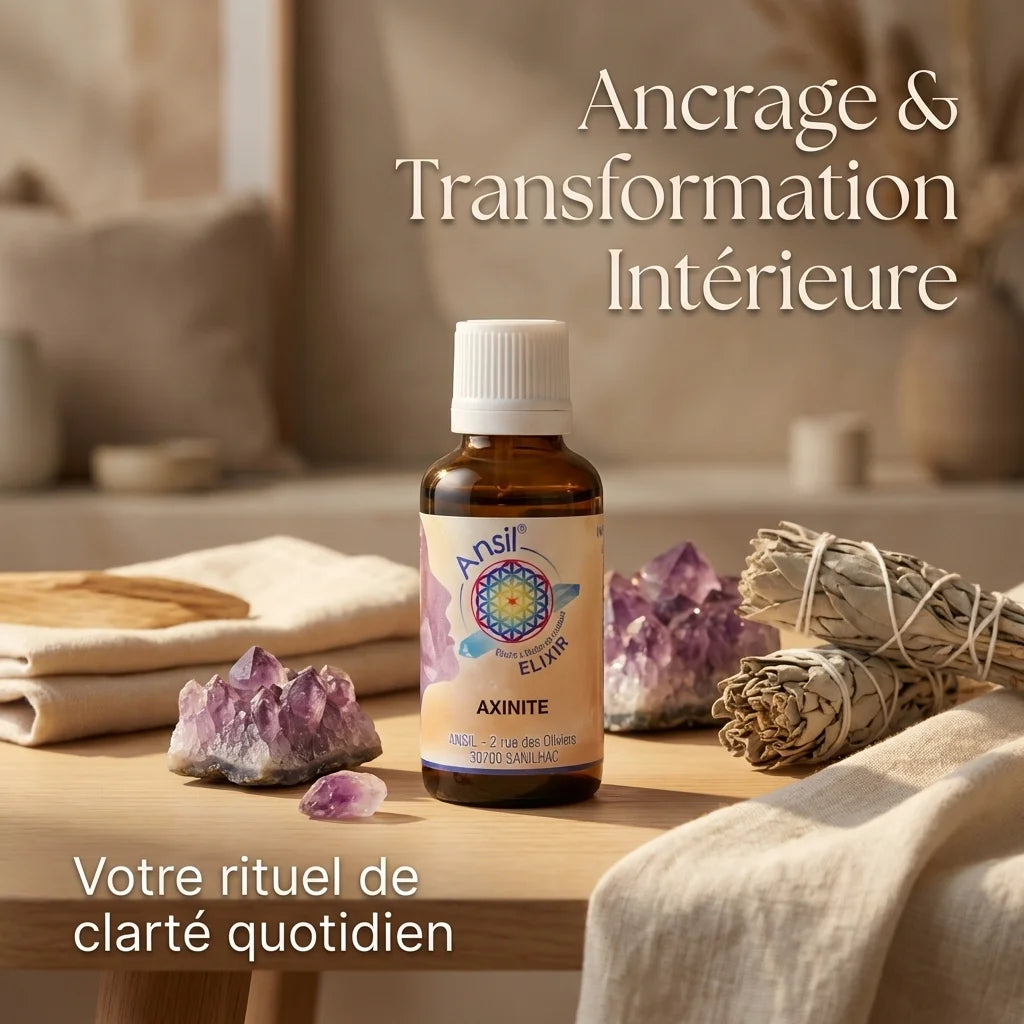 Élixir de cristal Axinite 30ml Ansil avec améthystes et sage pour ancrage et transformation intérieure