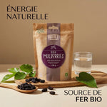 Baies séchées de mûres noires Uberti 150g avec feuilles fraîches et cuillère bois