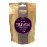 Baies séchées de Mûres Noires Uberti 150g en sachet kraft sur fond blanc