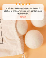 Avis d'un client à propos des boules de séchage en laine de Pimpant