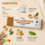 Barre Protéines Collagène Cacahuète Humble+ avec composition nutritionnelle et ingrédients