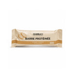 Barre protéinée amande humble + sur fond blanc.
