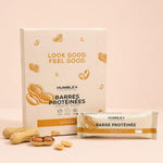 un pack de barres protéinées aux cacahuètes de la marque humble +