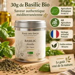 Basilic bio 30g Place des épices - Boîte certifiée AB avec feuilles séchées artisanales