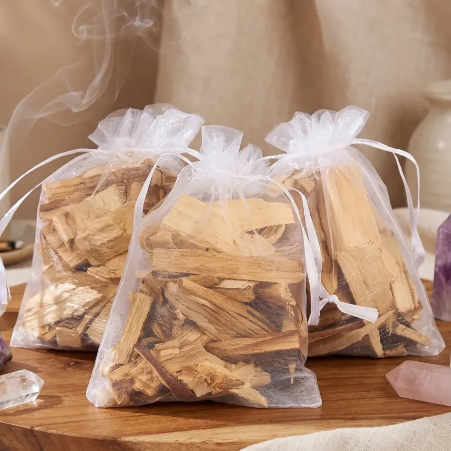 Bâtonnets de Palo Santo 20g en sachet avec cristaux de méditation et encens