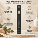 Bâtonnets diffuseur parfum Scentchips bois naturel 50 pièces biodégradable