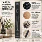 Bâtonnets diffuseur Scentchips noir 50 pièces avec composition fibres absorbantes et bois premium