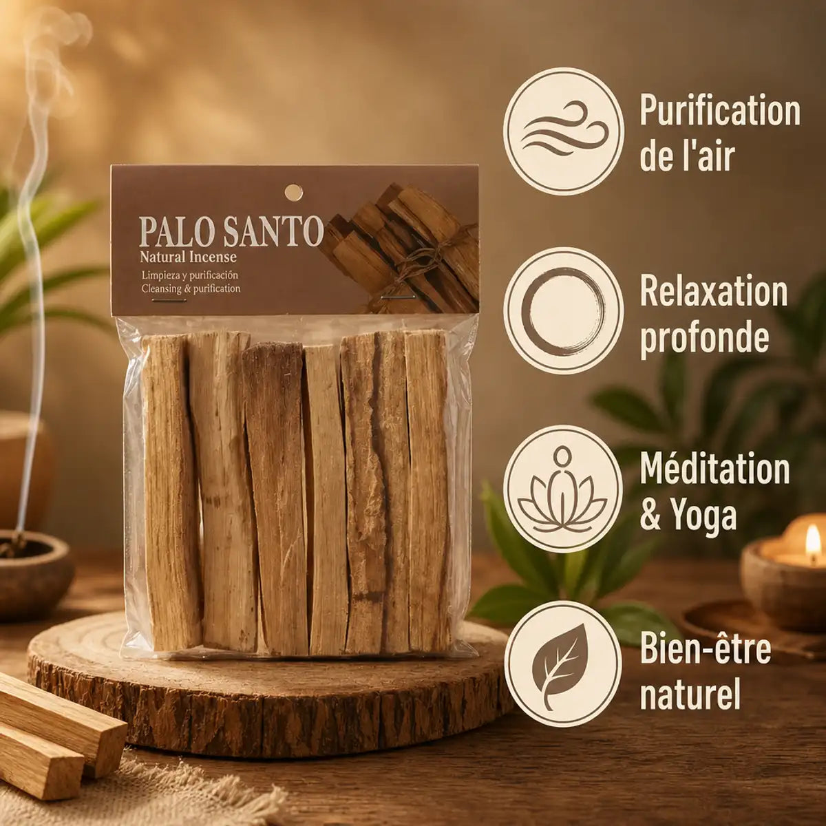 Bâtons Palo Santo 80g - Purification air, relaxation et bien-être naturel