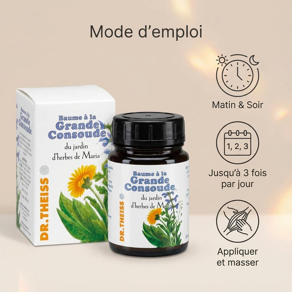Baume Grande Consoude Dr Theiss 100ml avec mode d'emploi et posologie d'application