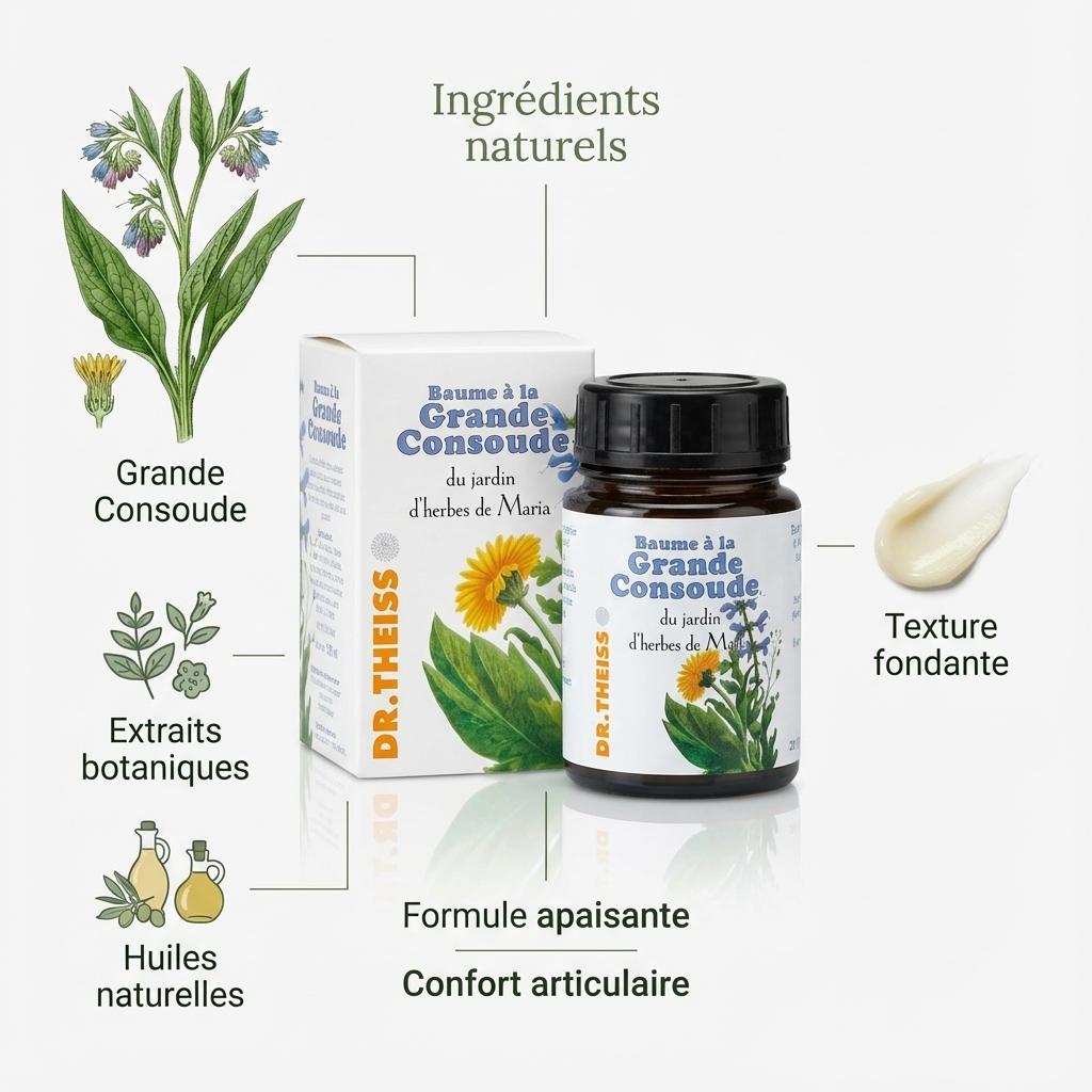 Baume Grande Consoude Dr Theiss 100ml avec ingrédients naturels et formule apaisante pour confort articulaire