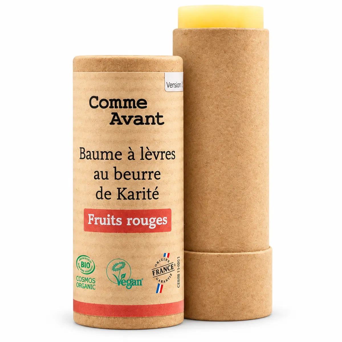 Baume à lèvres Comme Avant au beurre de karité bio saveur fruits rouges en tube