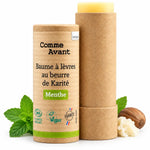 Baume à lèvres menthe beurre de karité bio Comme Avant en packaging liège recyclable