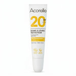 Baume à lèvres SPF20 Bio Acorelle 10 ml, tube blanc certifié, protection solaire naturelle