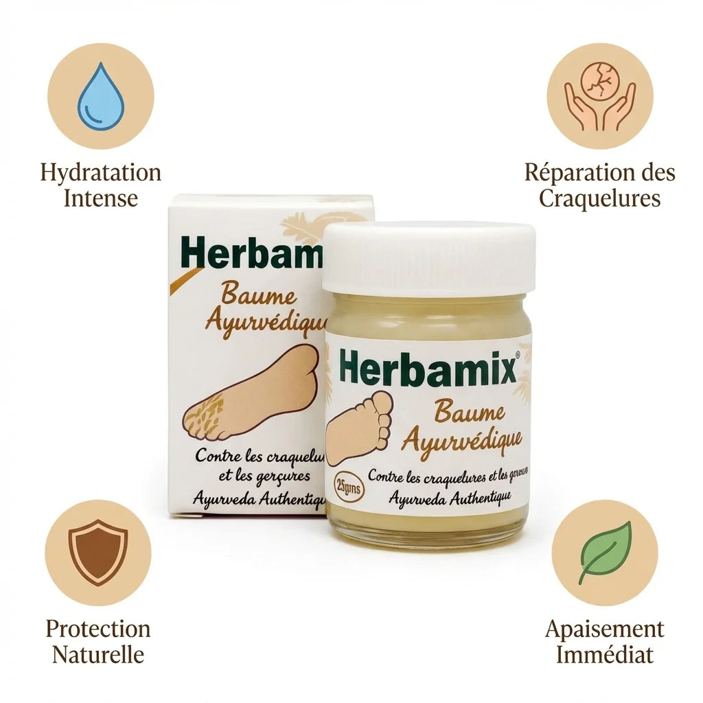 Baume Ayurvédique Herbamix 20g - Hydratation, réparation et protection pieds, mains et lèvres
