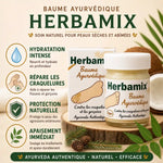 Baume Ayurvédique Herbamix avec ses 4 bénéfices : hydratation intense, réparation, protection naturelle et apaisement