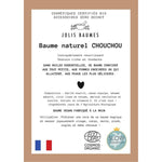 Liste des ingrédients du baume naturel chouchou de la marque jolies baumes