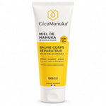 Baume Corps Réparateur Miel de Manuka iaa10+ 200ml CicaManuka tube blanc et jaune