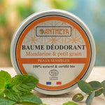 Baume déodorant fermé à la mandarine et petit grain pour peaux sensibles de la marque Antheya