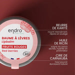 Les ingrédients du Baume à lèvres bio – fruits rouges - Endro, et leurs bienfaits