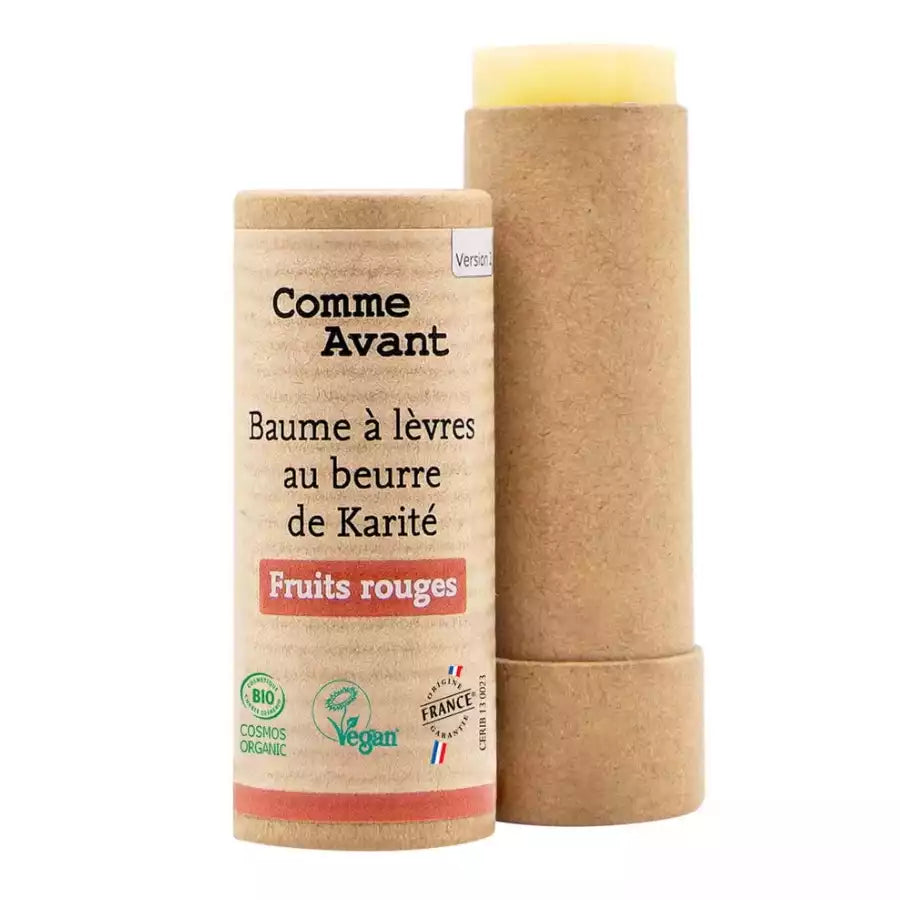 Un baume à lèvres au beurre de karité parfum fruits rouges de la marque Comme Avant 
