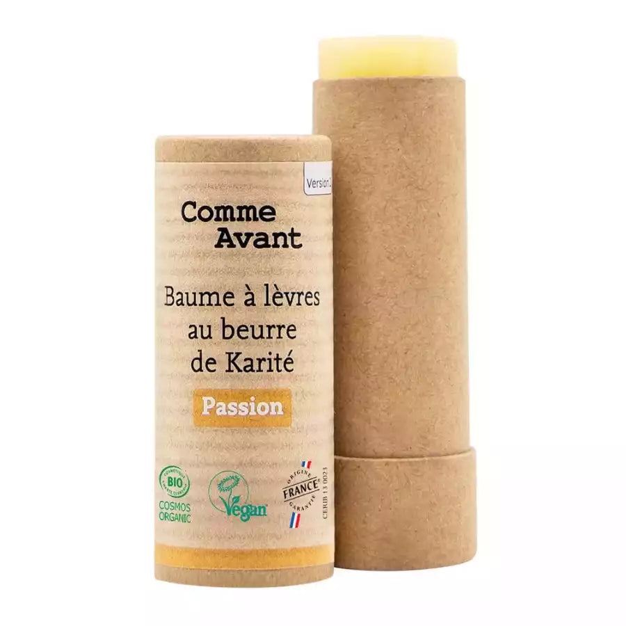 Un baume à lèvres au beurre de karité parfum passion de la marque Comme Avant