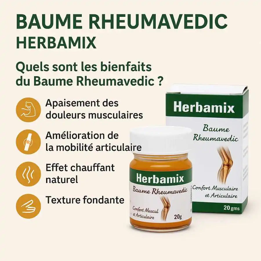 Les bienfaits du baume rheumavedic de la marque Herbamix