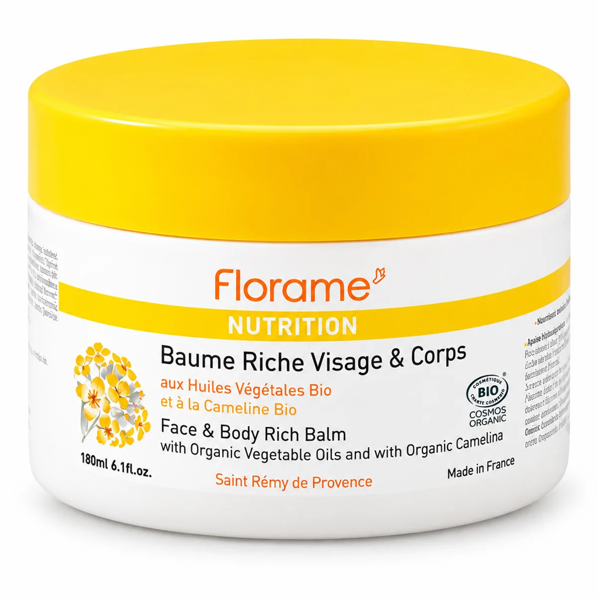 Baume Riche Visage et Corps Bio Florame 180ml pot blanc couvercle jaune