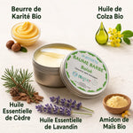 Baume Soin Barbe Boisé Bio Antheya avec ingrédients naturels: karité, colza, cèdre et lavande