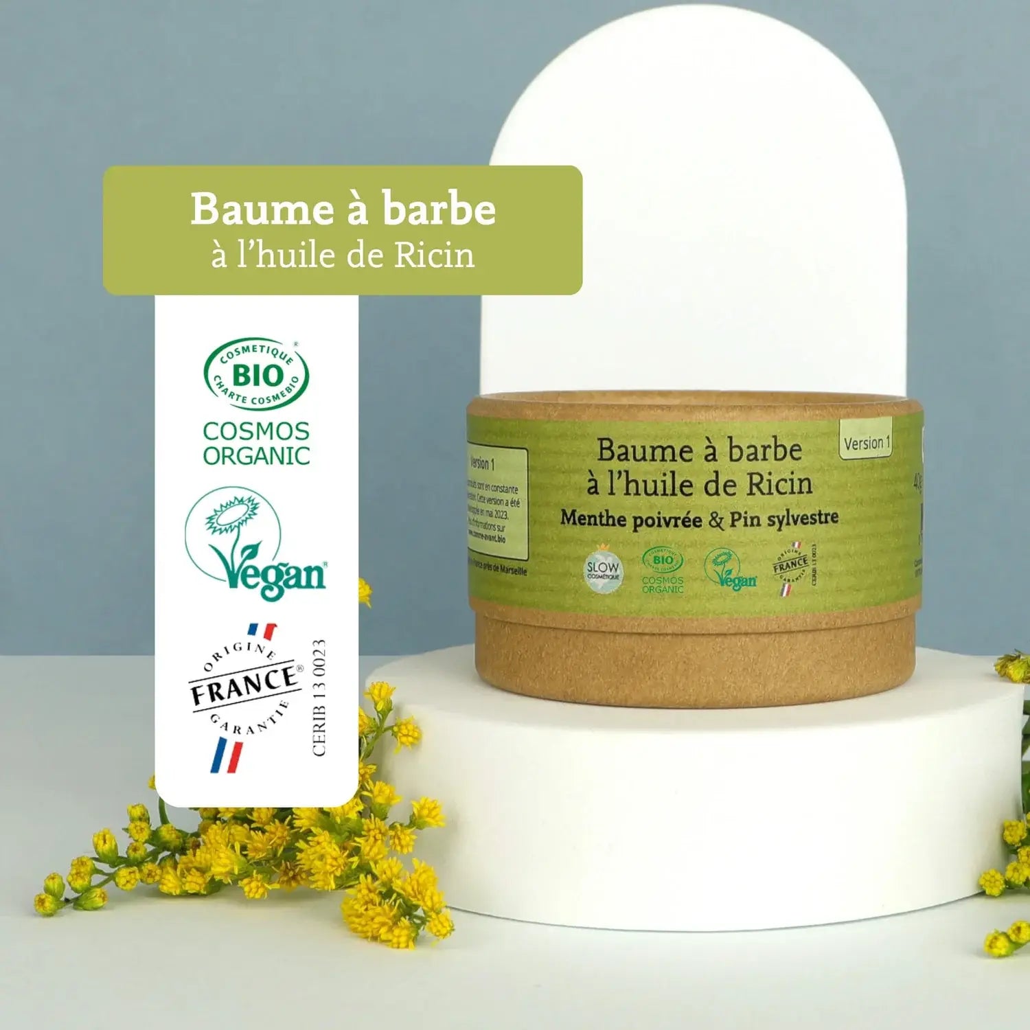 les labels et certifications du Baume à Barbe à l'Huile de Ricin Bio Comme Avant