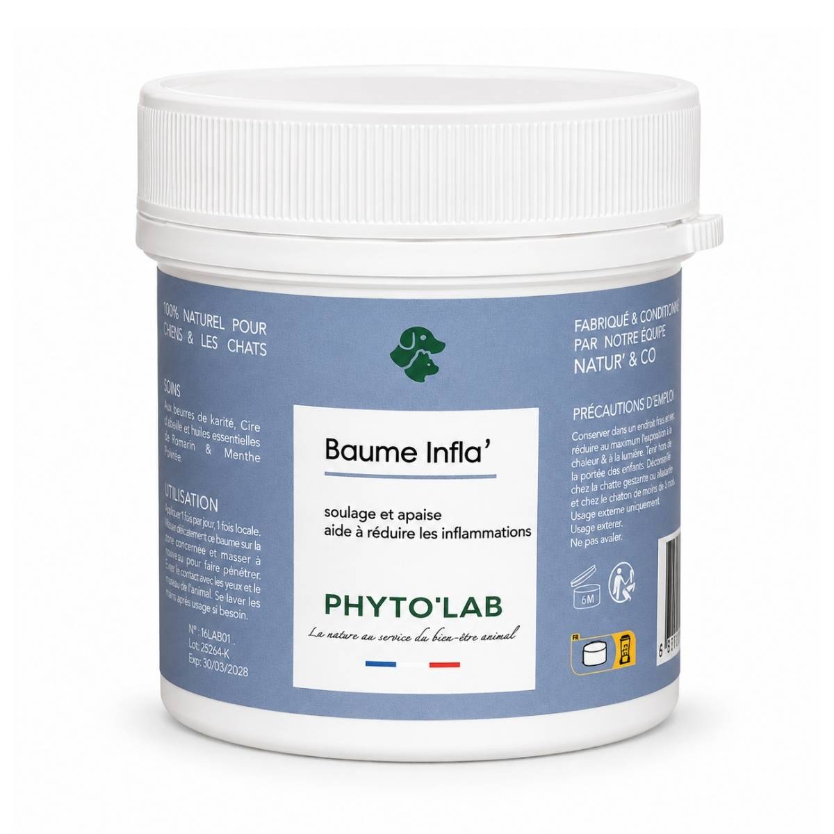 Baume inflammatoire de la marque Phyto'ab sur fond blanc.