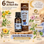 Granules Beaux Rêves Biofloral bio sans alcool pour relaxation enfants avec fleurs de Bach