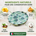 Bee Wrap Angie Be Green taille L motif feuilles tropicales avec ingrédients naturels cire d'abeille coton biologique
