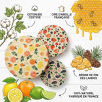 Trio Bee wrap ANGIE BE GREEN S/M/L cire d'abeille naturelle française avec ingrédients bio