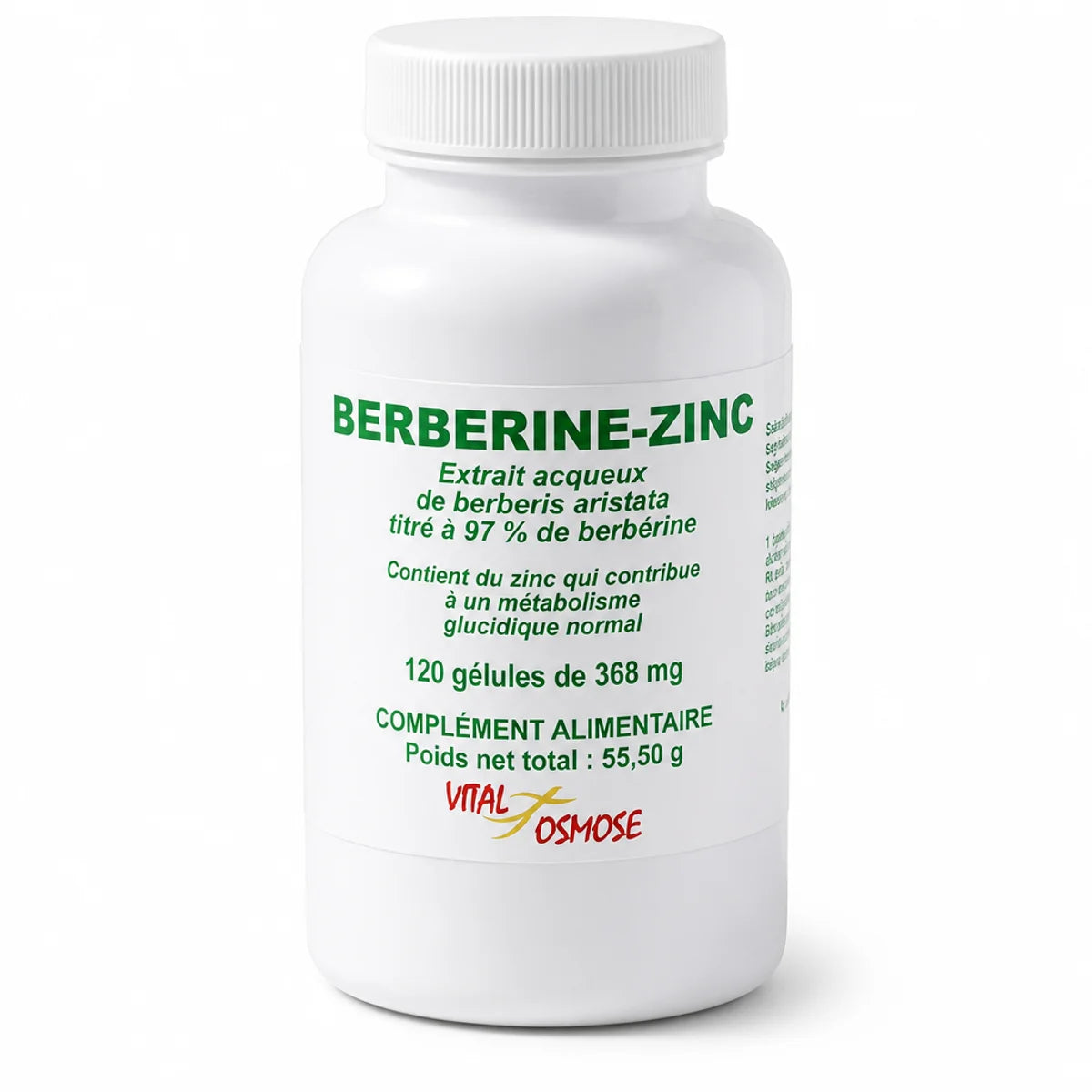 Berbérine 350 mg 120 gélules VitalOsmose pour gestion du poids et glycémie
