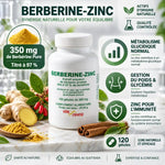 Berbérine 350 mg 120 gélules VitalOsmose pour gestion poids glycémie avec zinc immunité