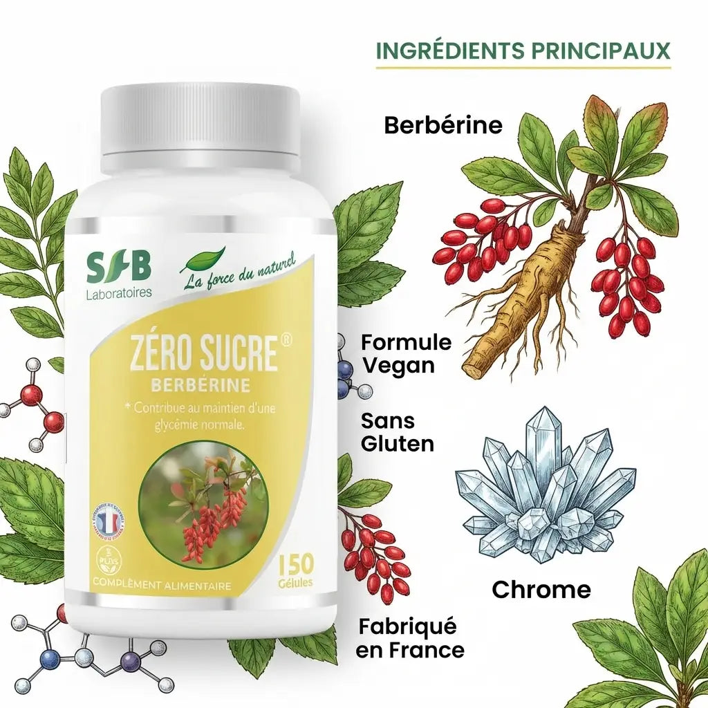 Berbérine Zéro Sucre SFB Laboratoire 75 gélules avec ingrédients naturels vegan sans gluten