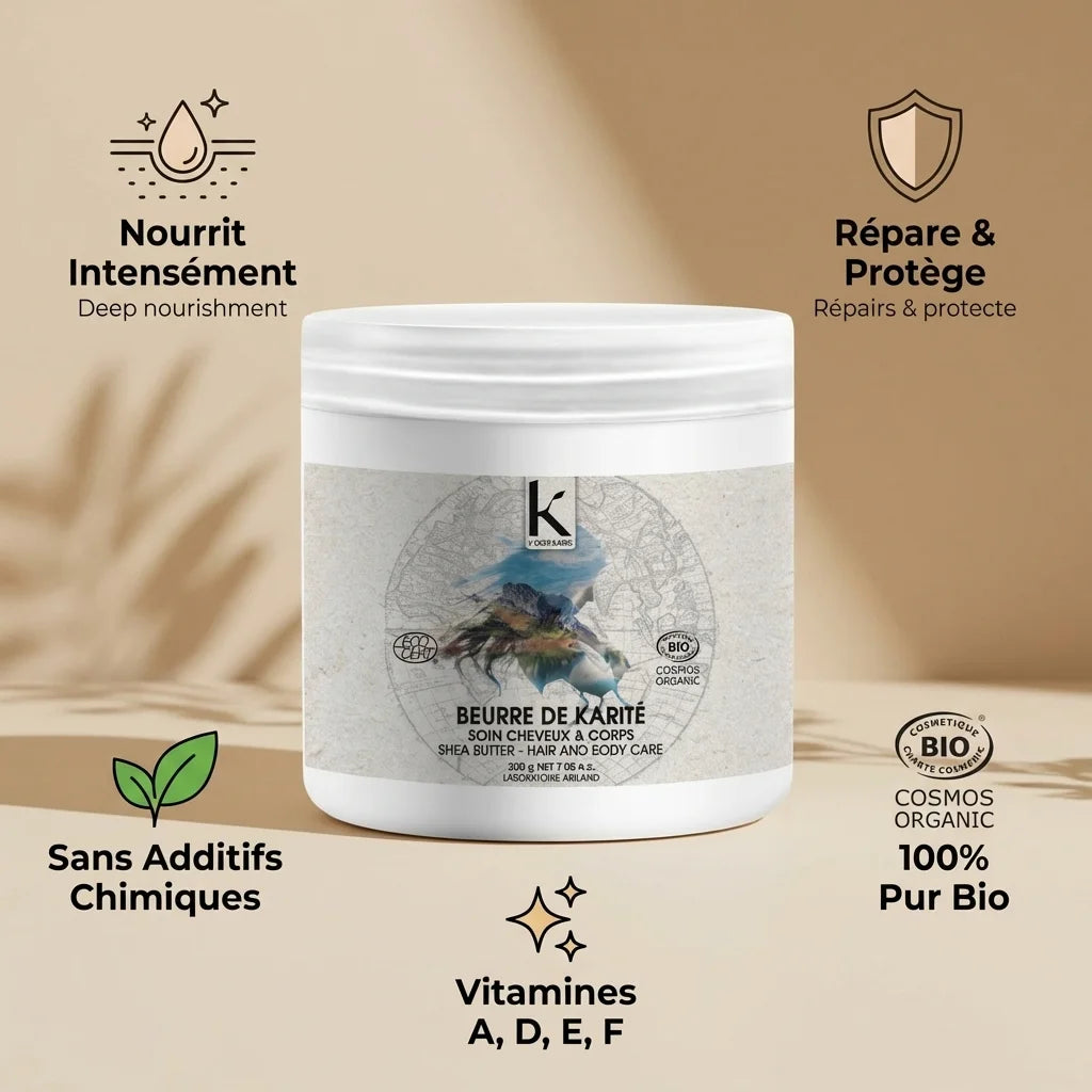 Beurre de karité pur bio 200g K pour Karité avec bénéfices nourrit et répare la peau