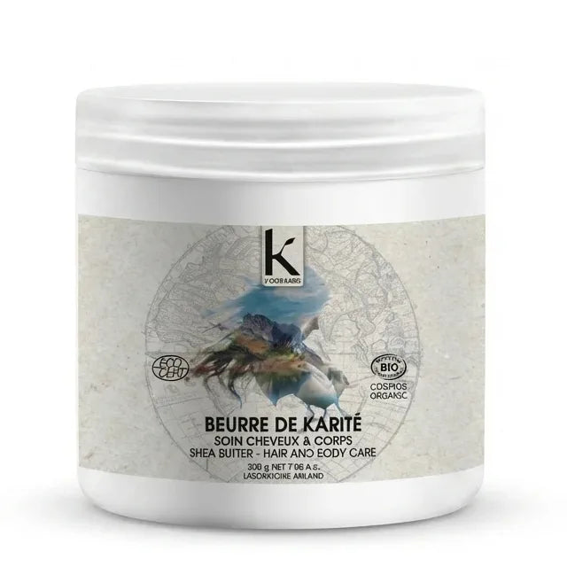 Beurre de karité K pour Karité 200g pot blanc avec label beige certifié bio