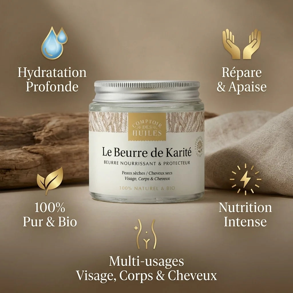 Beurre de Karité Bio 100ml Comptoir des Huiles avec bénéfices hydratation réparation nutrition