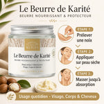Beurre de Karité Bio 100ml Comptoir des Huiles avec guide d'utilisation visage corps cheveux